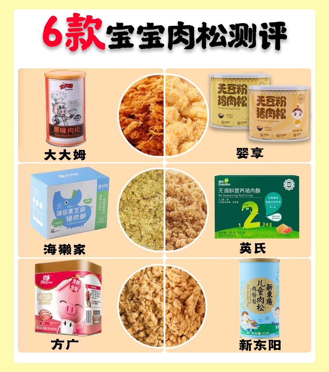 婴儿肉松测评排行榜第一名,宝宝口碑最好的肉松