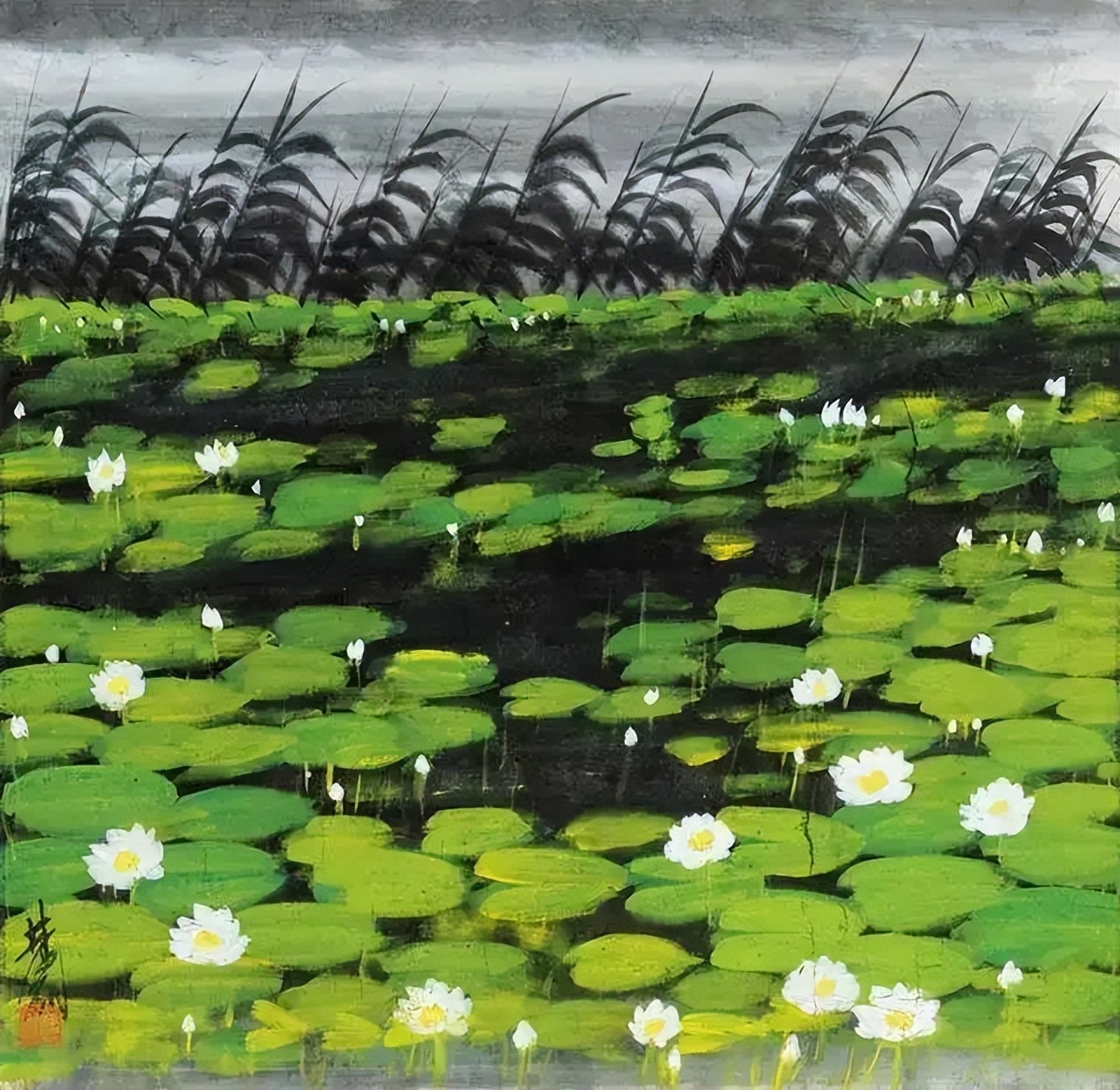 林风眠笔下的荷花有多少张,林风眠荷花