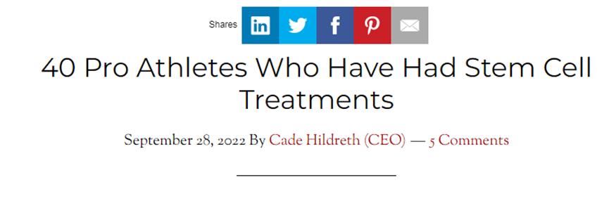 关注世界杯｜40名职业运动员使用干细胞疗法