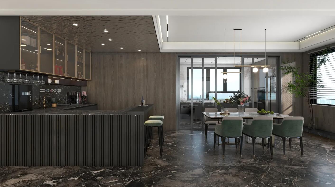 家装风格效果图大全轻奢110平,轻奢风格家装餐厅平面图