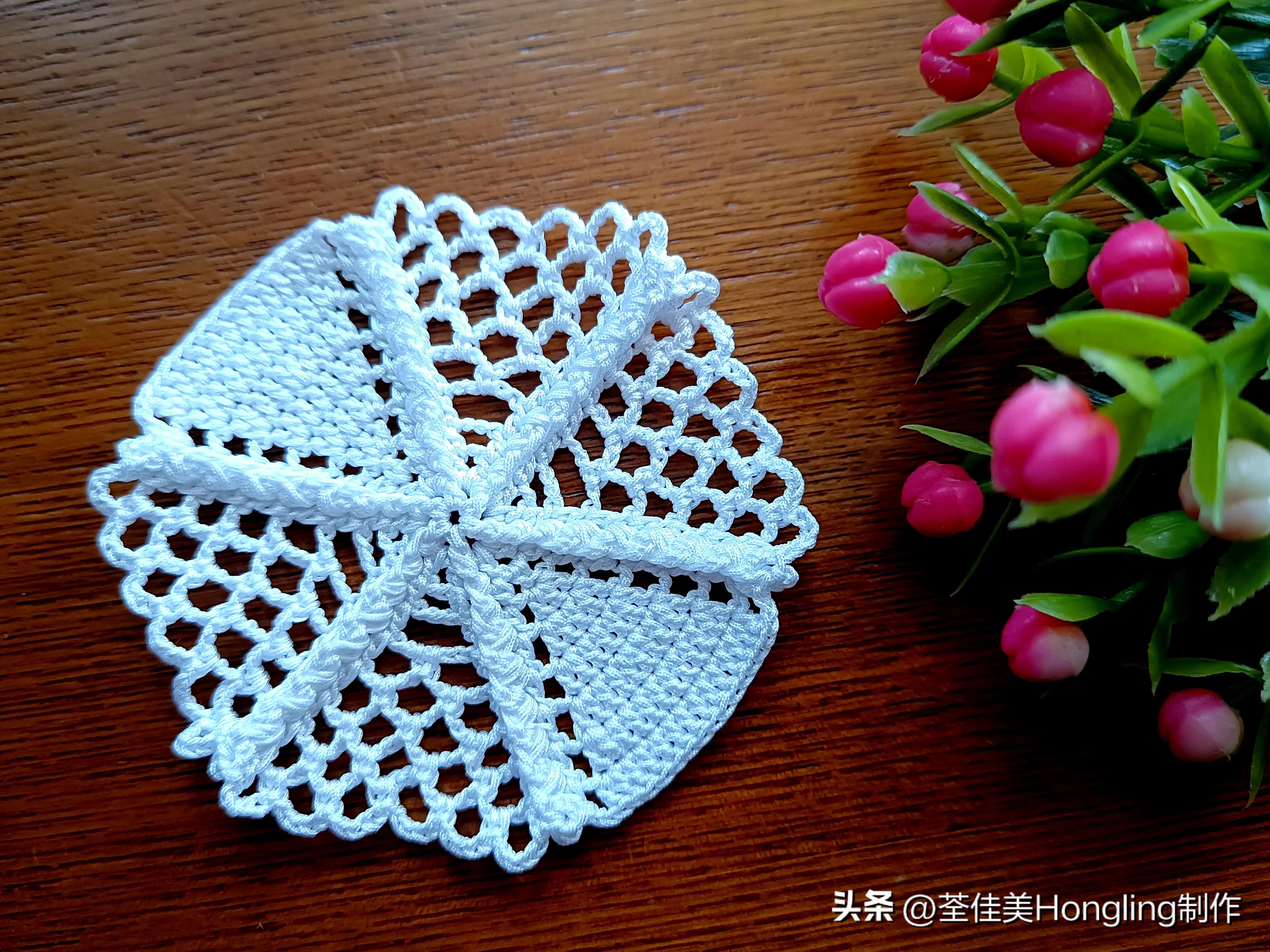 钩针钩织网格花样视频教程,钩针钩织菱形网格花样视频教程