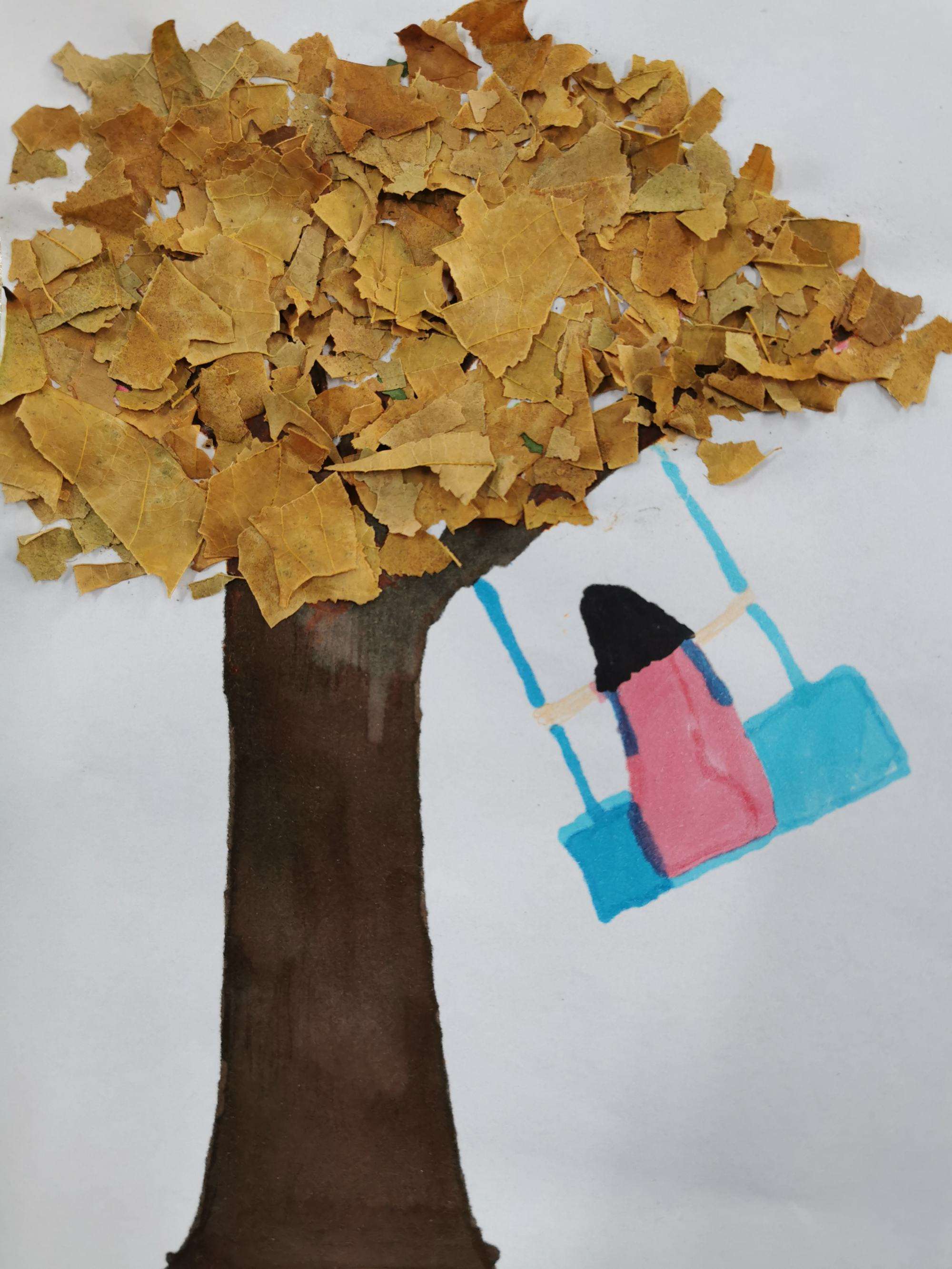 用落叶做一幅秋天的画,用水粉落叶做一幅秋天的画