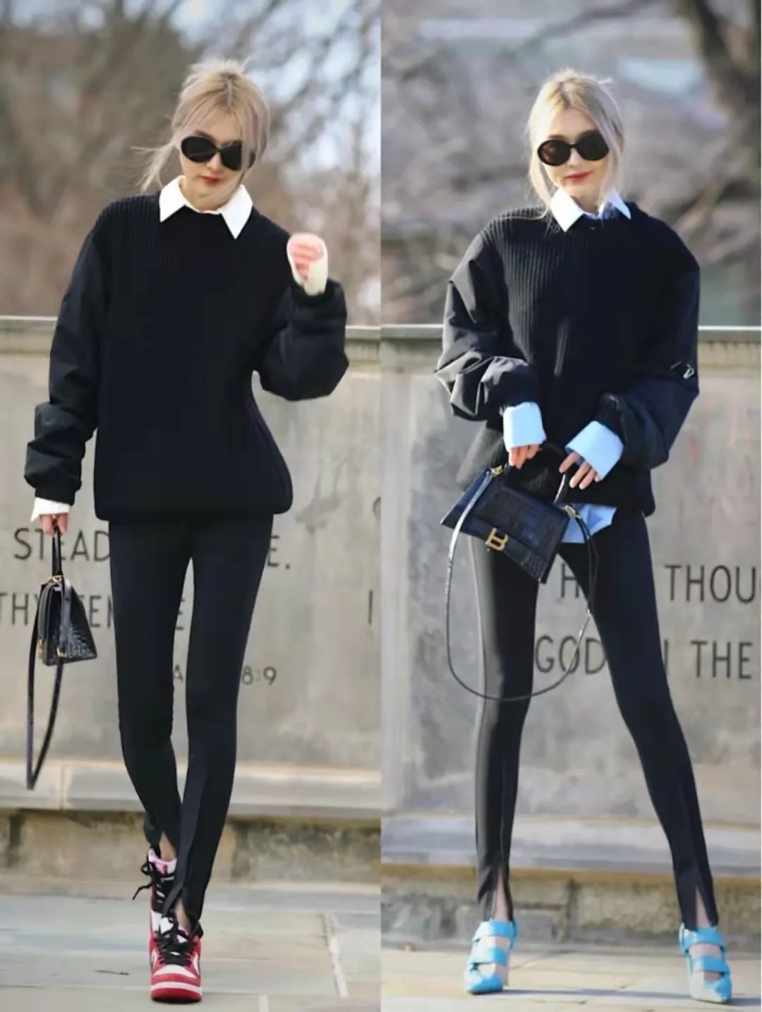 毛衣衬衫叠穿搭配什么裤子,冬天衬衫如何搭配毛衣