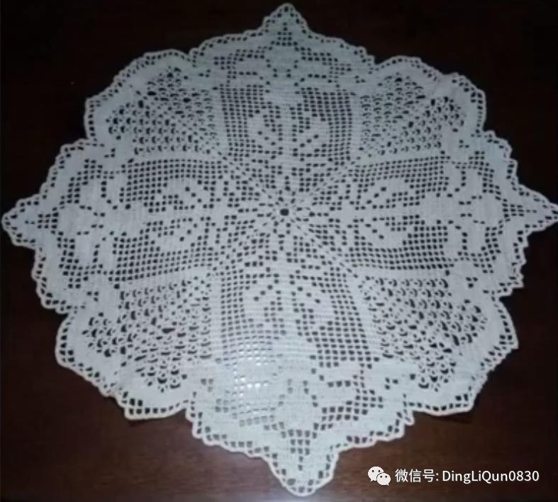 针织钩花小桌布,毛线编织钩花桌布图案