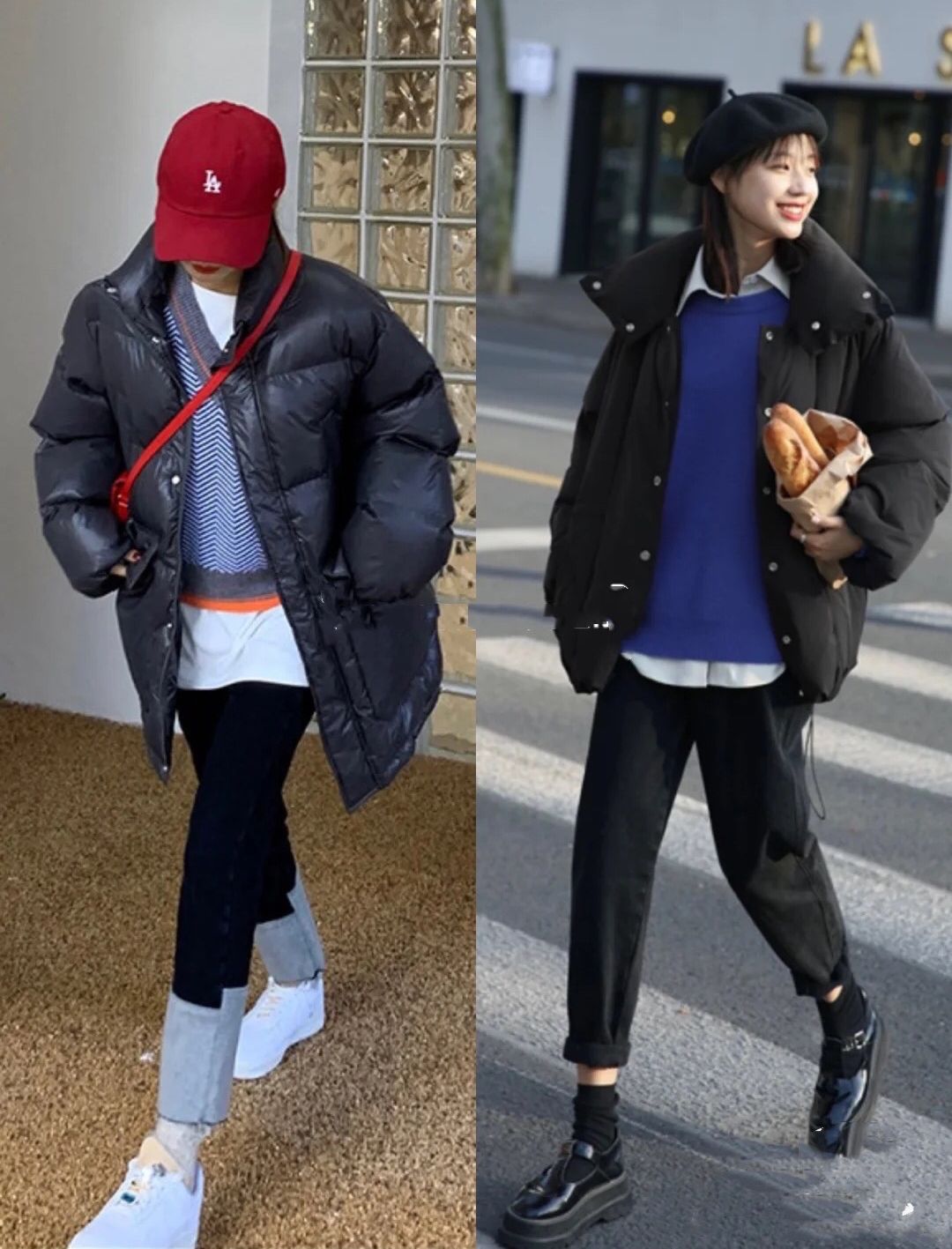 黑羽绒服穿搭技巧50岁,黑中长款羽绒服怎么搭配裤和鞋子