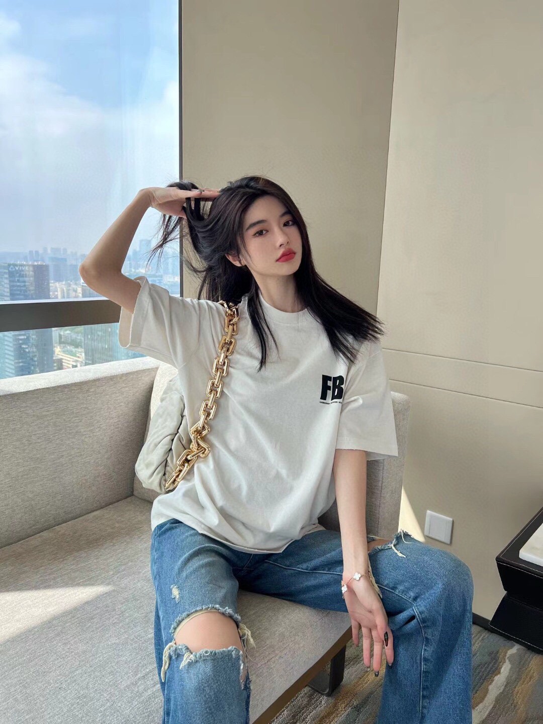 巴黎世家杏色短袖穿搭,巴黎世家fw21麦穗短袖