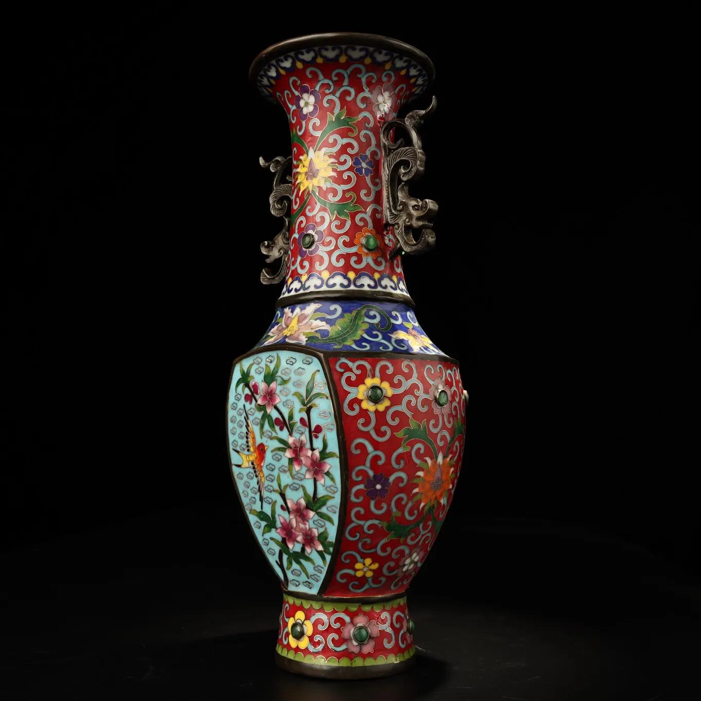 清末掐丝珐琅花瓶欣赏,大清乾隆年制掐丝珐琅花瓶图片