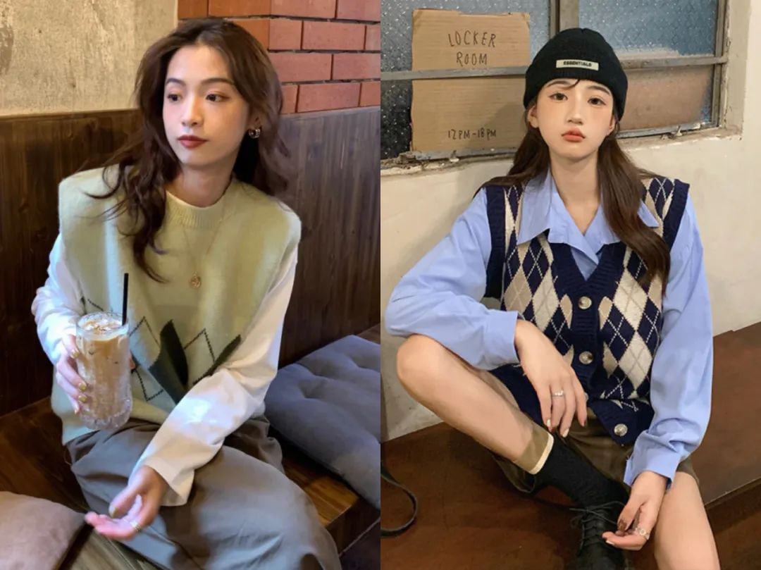 针织马甲棉麻衬衫,针织马甲衬衫下面怎么搭