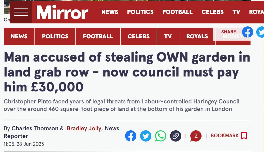 被当地政府指控“偷了”自家花园？他无奈告上法庭，赢得3万英镑