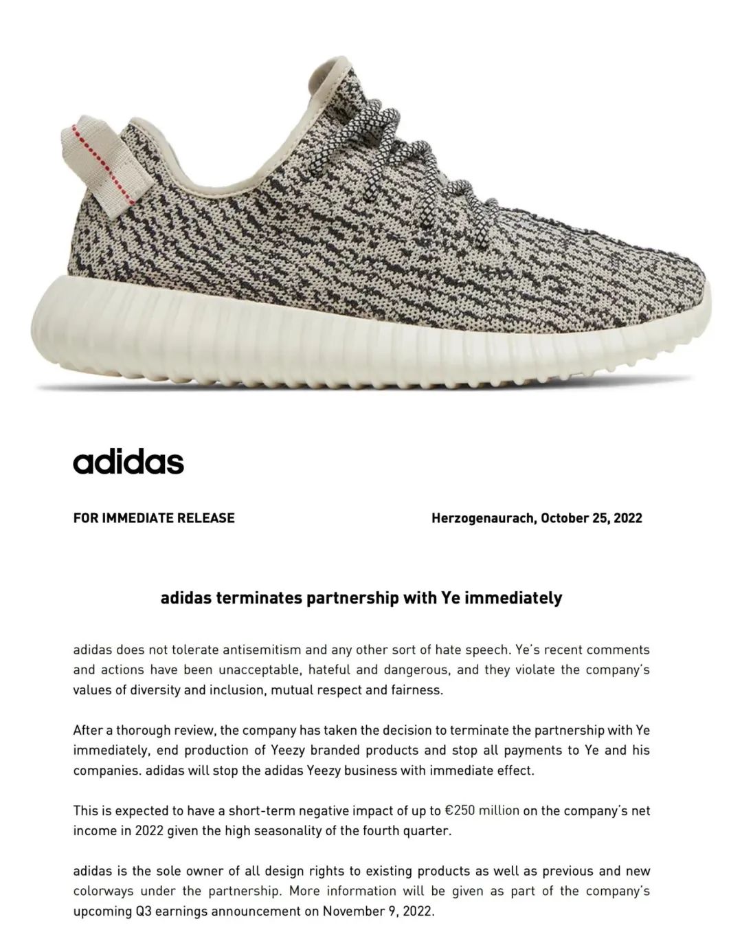 adidas重新发售yeezy (adidas yeezy积压库存超5亿美元)