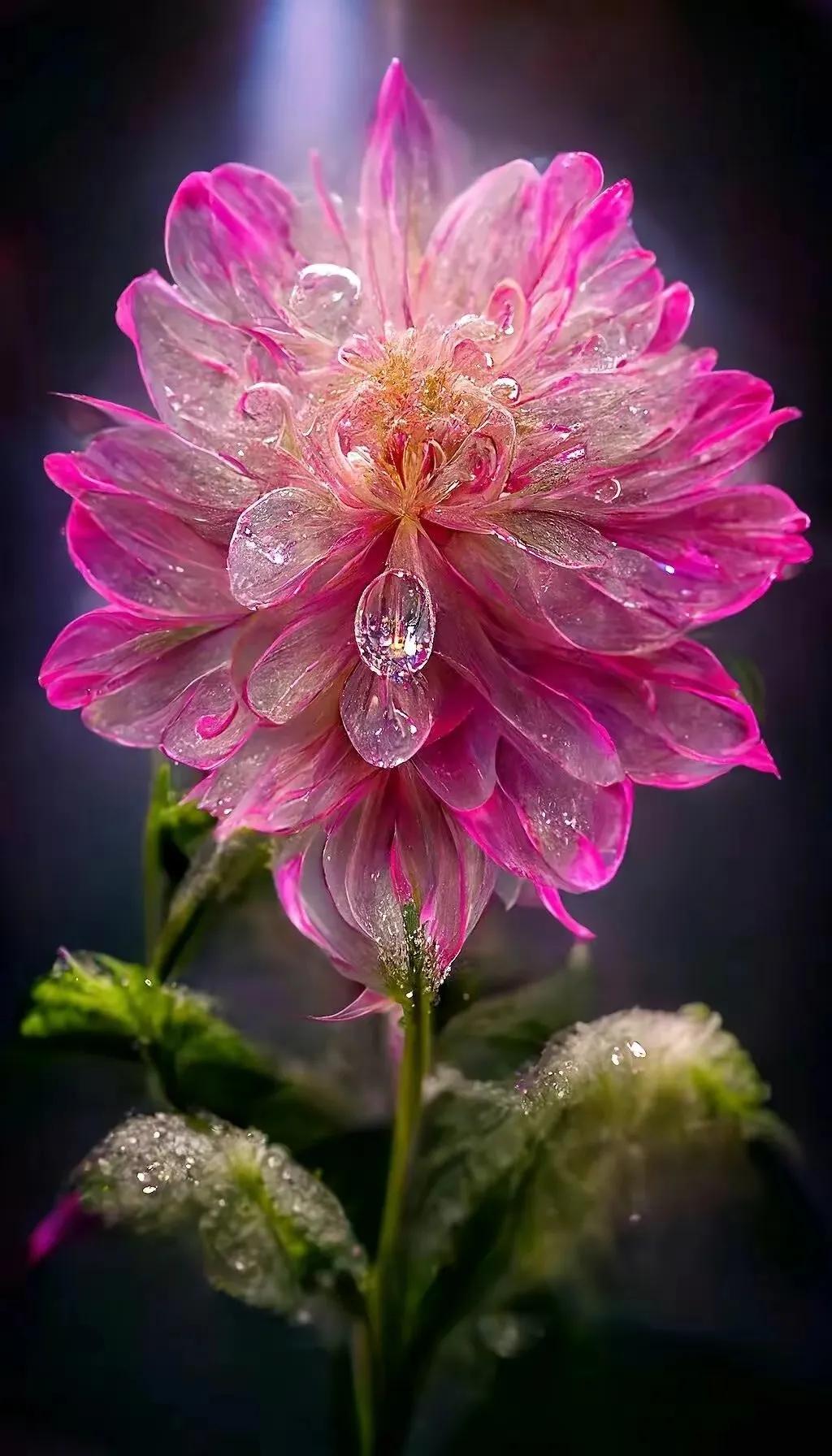 梦幻蓝色水晶花,梦幻玻璃水晶花