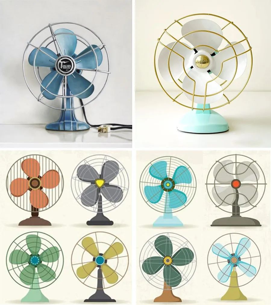 幼儿园美术作品电风扇线描,黑白线描电风扇