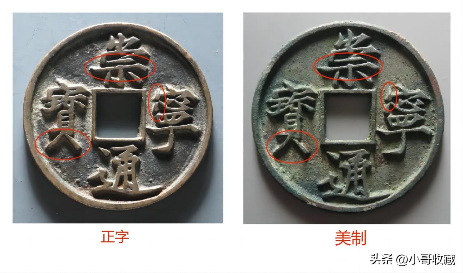 崇宁通宝美制纤字鉴别,崇宁通宝美制纤字图片价格