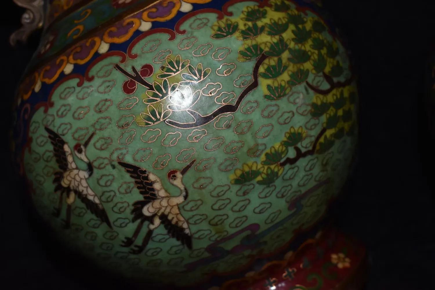 民国景泰蓝花瓶底部特征图片,80年代景泰蓝珐琅花瓶一对价格