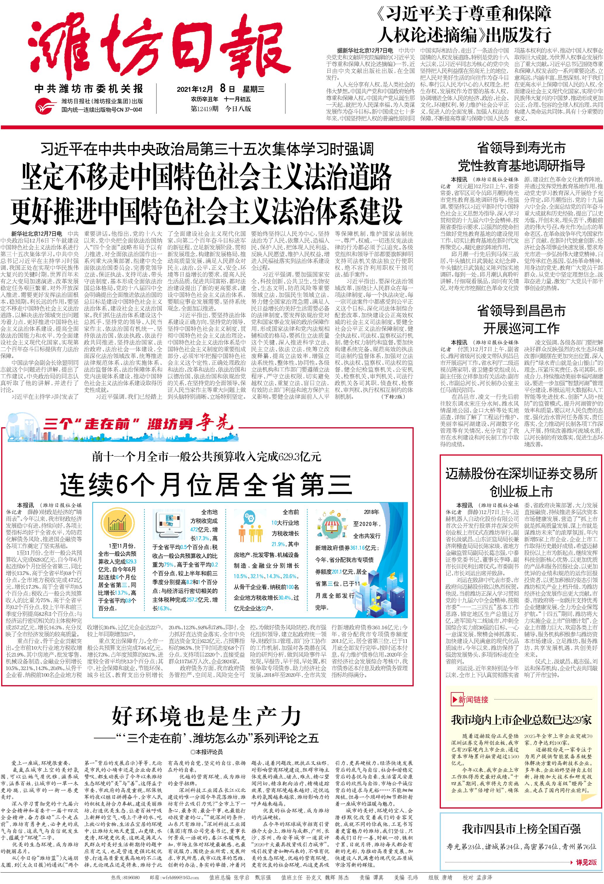 *党**报评论重磅合集|“三个走在前”、潍坊怎么办