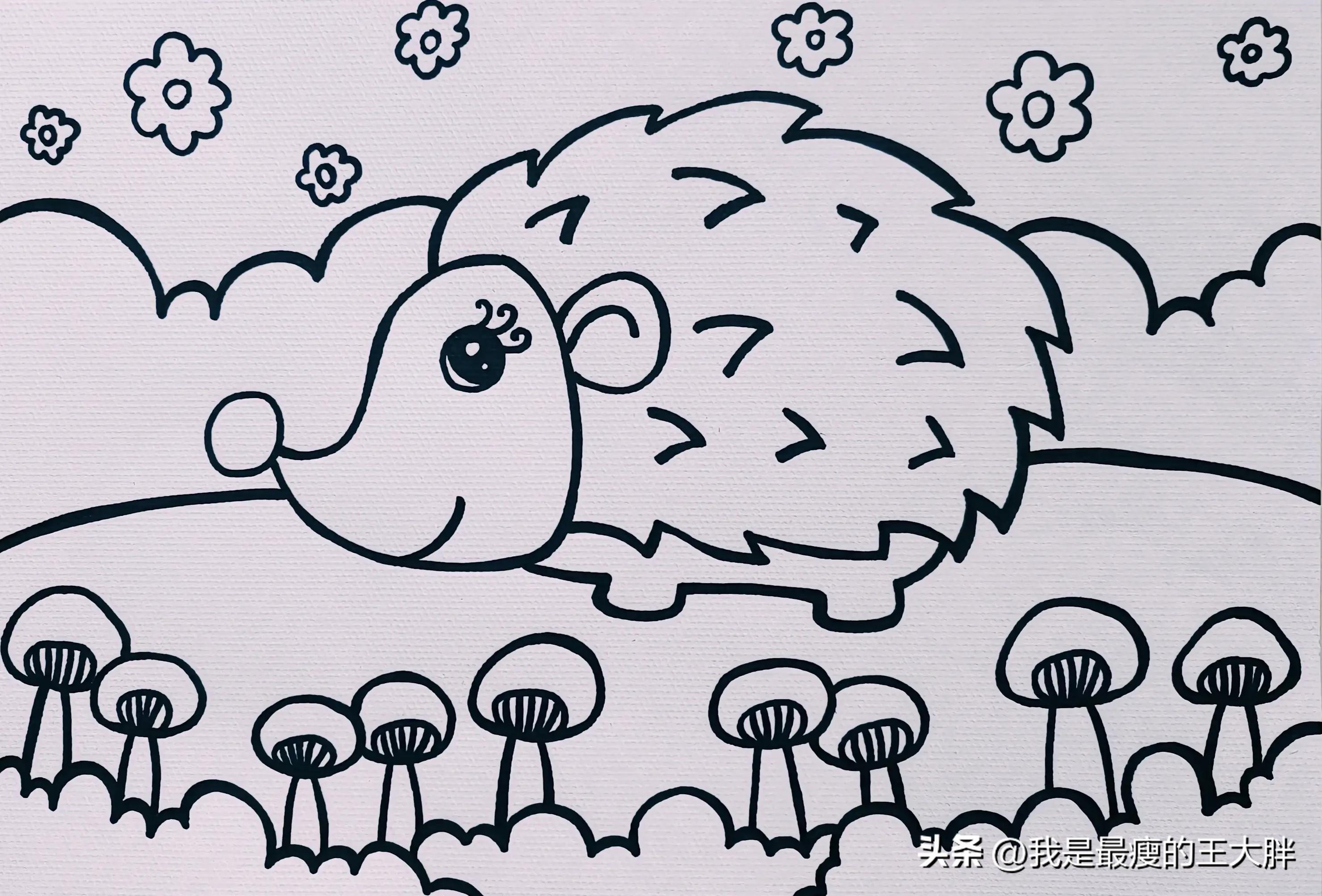 儿童画小刺猬的画法,小刺猬儿童画简笔画