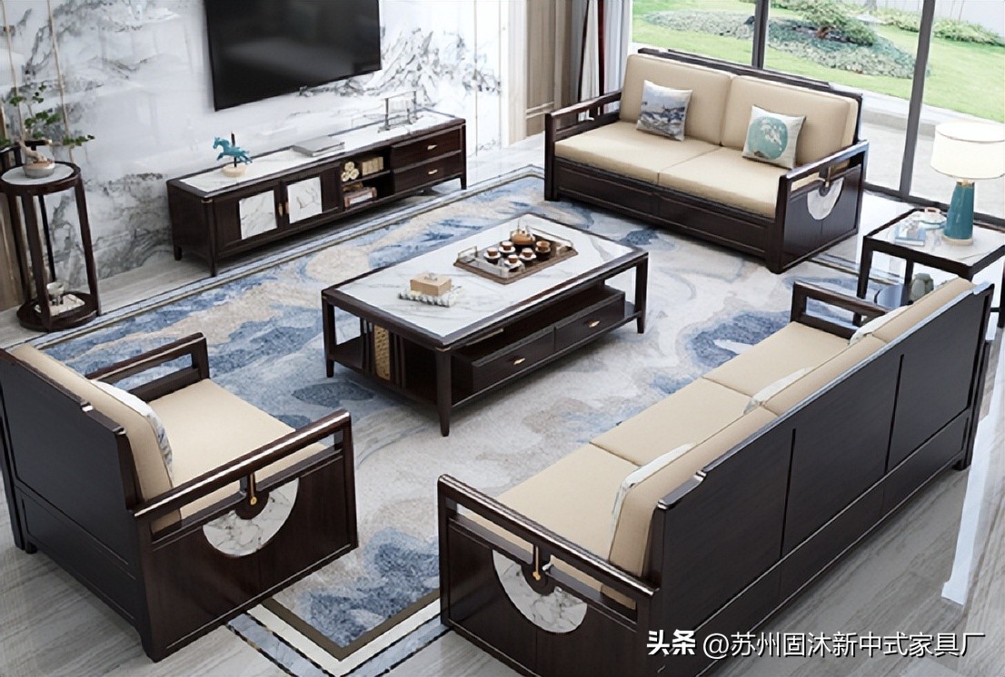 江苏简约新中式实木沙发,实木沙发小户型中式家具