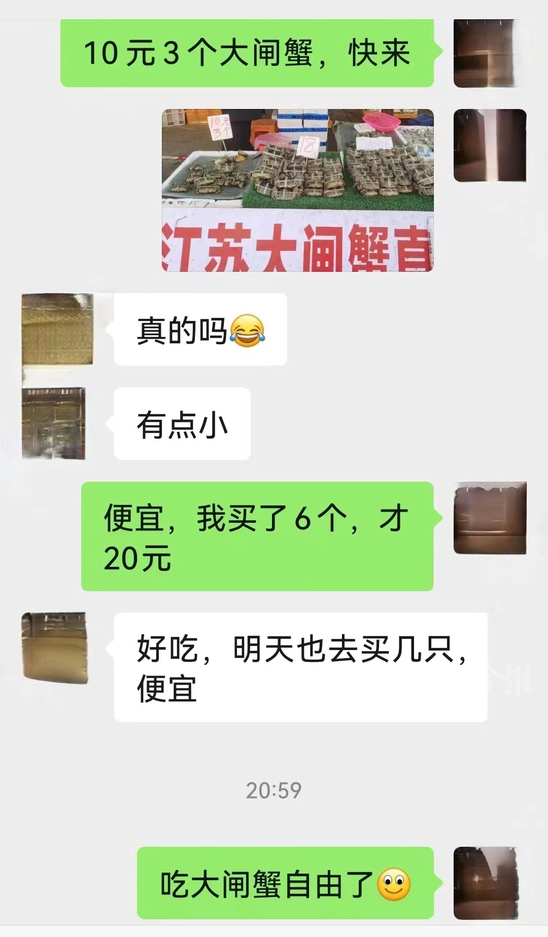 吃自助实现大闸蟹自由,10块3只大闸蟹