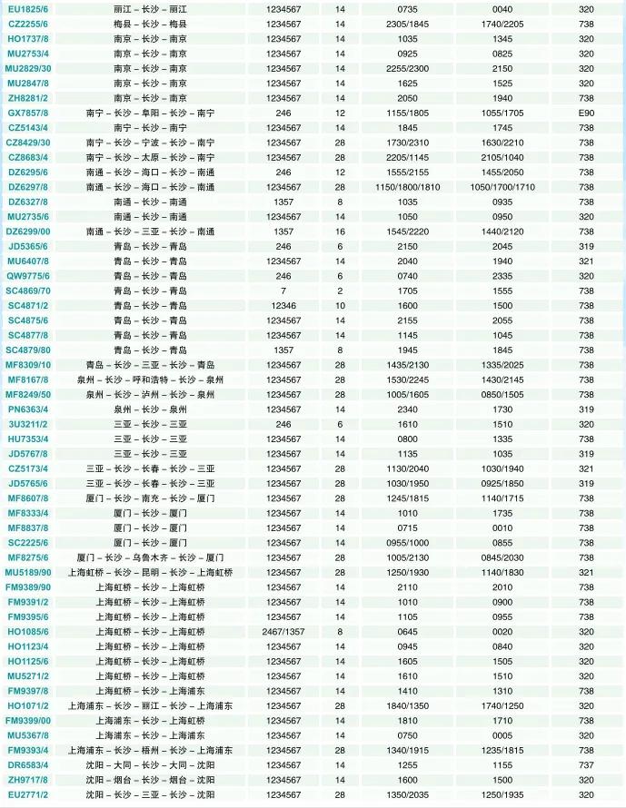 长沙机场换季航班,长沙机场航班时刻表最新5月
